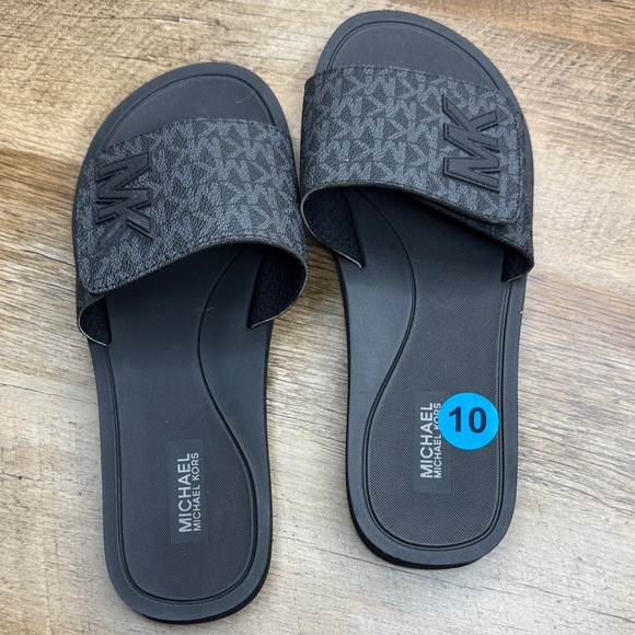 Michael Kors Shoes - Michael Kors Black MK Monogram Slide Sandals